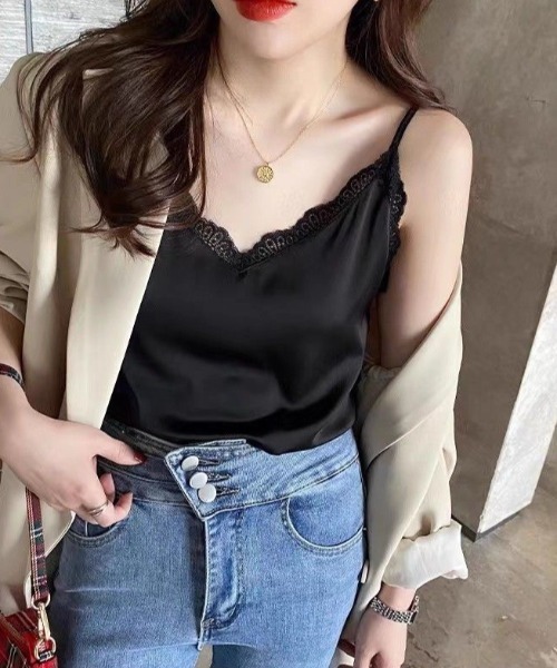 yuue' ( wear )（ユーイ）の「レース付きサテンキャミソール（キャミソール・レディース・グレー/ブラック/ホワイト/ベージュ・M/L）」の20枚目の写真