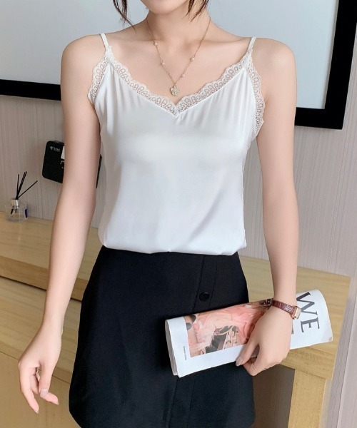 yuue' ( wear )（ユーイ）の「レース付きサテンキャミソール（キャミソール・レディース・グレー/ブラック/ホワイト/ベージュ・M/L）」の11枚目の写真