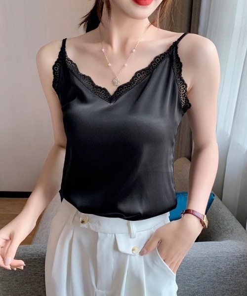yuue' ( wear )（ユーイ）の「レース付きサテンキャミソール（キャミソール・レディース・グレー/ブラック/ホワイト/ベージュ・M/L）」の18枚目の写真