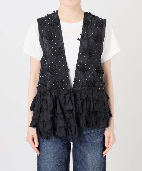 Spick & Span（スピックアンドスパン）の「《別注》crinkle crinkle crinkle Frill rayon shantung vest*（ベスト・レディース・ブラック・FREE）」の9枚目の写真