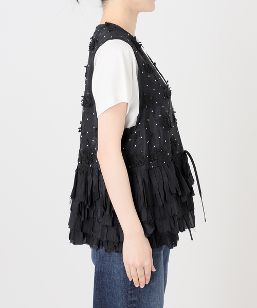 Spick & Span（スピックアンドスパン）の「《別注》crinkle crinkle crinkle Frill rayon shantung vest*（ベスト・レディース・ブラック・FREE）」の12枚目の写真