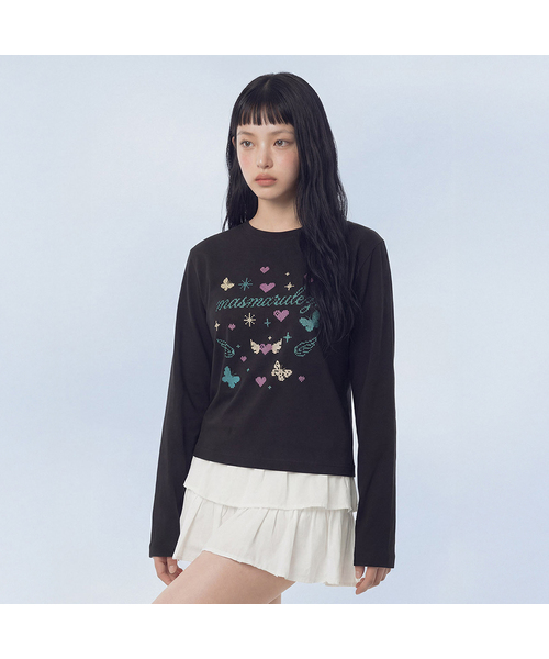 MASMARULEZ APPAREL(マスマルールズ アパレル)の「Cross Doodle Long Sleeve_Black(Tシャツ/カットソー・レディース・ブラック・ONE SIZE)」の1枚目の写真