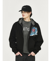 THE GREATEST（ザ　グレイテスト）の「Rose Denim Patch Hoodie Black（パーカー）」