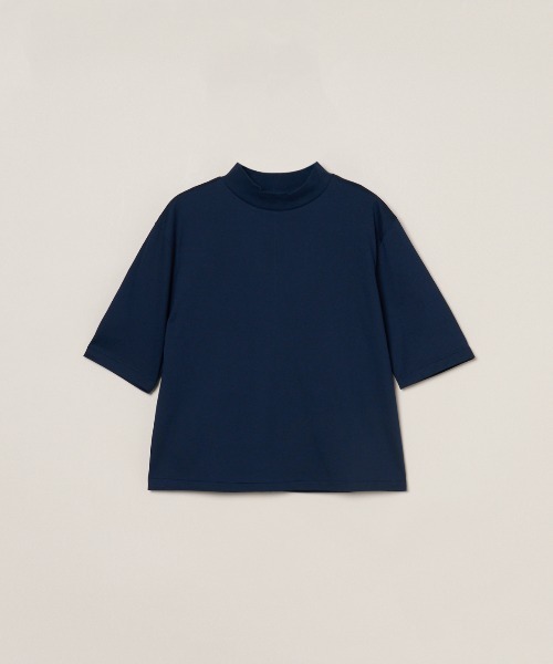three dots(スリードッツ)の「スビン28ジャージー モックネックTシャツ(Tシャツ/カットソー・レディース・ホワイト系その他/ブルー系その他/イエロー系その他・S)」の2枚目の写真