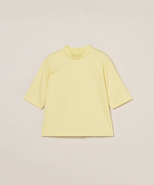 three dots(スリードッツ)の「スビン28ジャージー モックネックTシャツ(Tシャツ/カットソー・レディース・ホワイト系その他/ブルー系その他/イエロー系その他・S)」の3枚目の写真