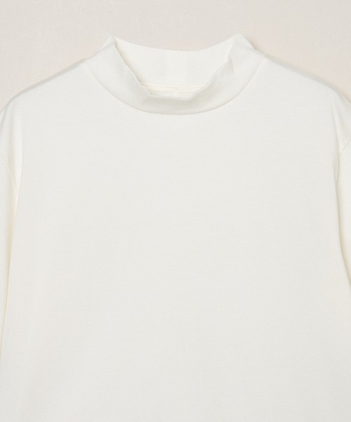 three dots(スリードッツ)の「スビン28ジャージー モックネックTシャツ(Tシャツ/カットソー・レディース・ホワイト系その他/ブルー系その他/イエロー系その他・S)」の6枚目の写真