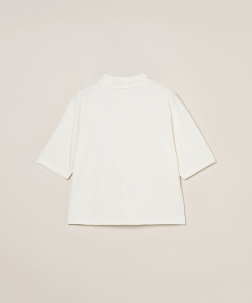 three dots(スリードッツ)の「スビン28ジャージー モックネックTシャツ(Tシャツ/カットソー・レディース・ホワイト系その他/ブルー系その他/イエロー系その他・S)」の5枚目の写真