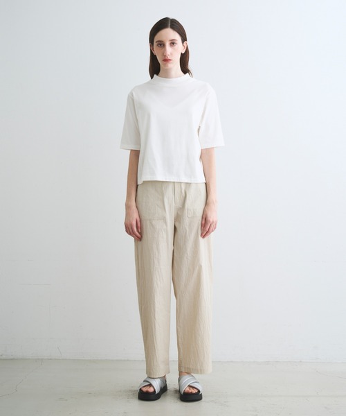 three dots(スリードッツ)の「スビン28ジャージー モックネックTシャツ(Tシャツ/カットソー・レディース・ホワイト系その他/ブルー系その他/イエロー系その他・S)」の15枚目の写真