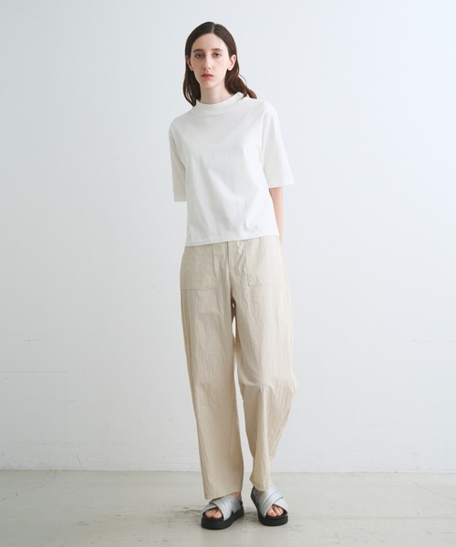 three dots(スリードッツ)の「スビン28ジャージー モックネックTシャツ(Tシャツ/カットソー・レディース・ホワイト系その他/ブルー系その他/イエロー系その他・S)」の14枚目の写真