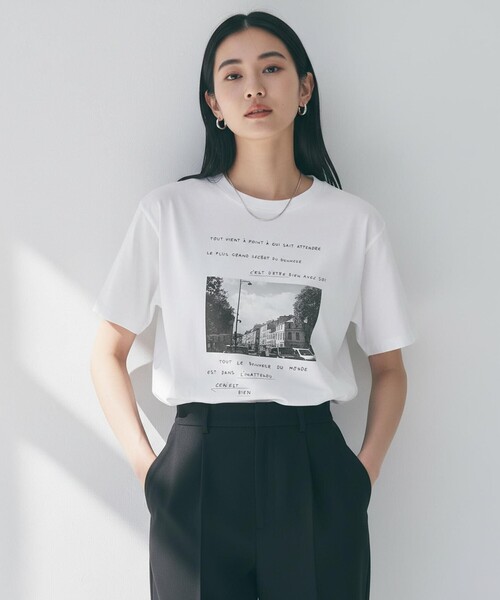 UNFILO(アンフィーロ)の「CLEAN-Tee(Tシャツ/カットソー・レディース・グレー系3/ネイビー系1/ホワイト系2/ピンク系2/ホワイト系3/ホワイト系4/ホワイト系1/ベージュ系4/ピンク系7/ネイビー系5/ベージュ系8/グレー系6/イエロー系7/グレー系8/ホワイト系6/ホワイト系5・F)」の3枚目の写真