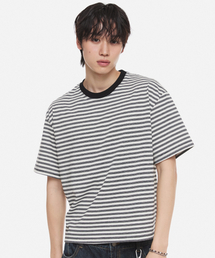 DNSR（ディーエヌエスアール）の「ストライプクロップTシャツホワイト（Tシャツ/カットソー）」