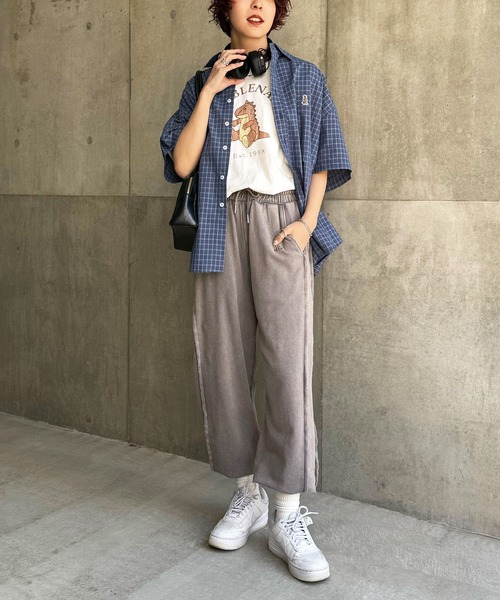 DOUBLE NAME（ダブルネーム）の「恐竜ぬいぐるみリンガーTEE（Tシャツ/カットソー・レディース・ブルー/ブラック/パープル/オレンジ/ブラウン/レッド/グリーン・FREE）」の16枚目の写真