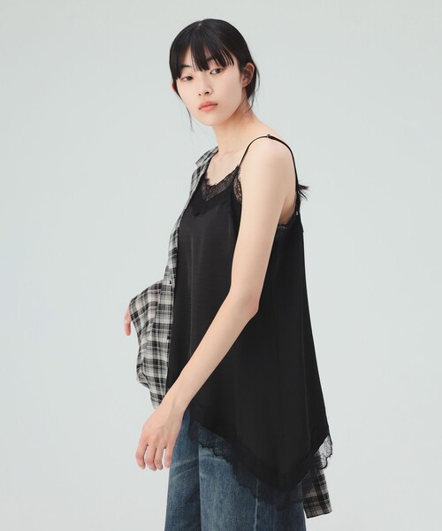 BEAMS HEART(ビームスハート)の「【9/17値下げ】レース サテン キャミソール(キャミソール・レディース・ブラウン/ブラック/オフホワイト・FREE)」の2枚目の写真