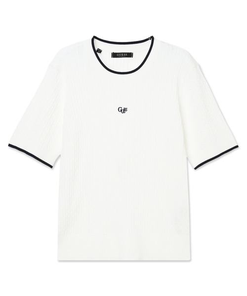 Guess(ゲス)の「LADIES Sweater 半袖ニット ニット(ニット/セーター・レディース・ダークネイビー/ホワイト・SMALL/MEDIUM/X-SMALL)」の1枚目の写真