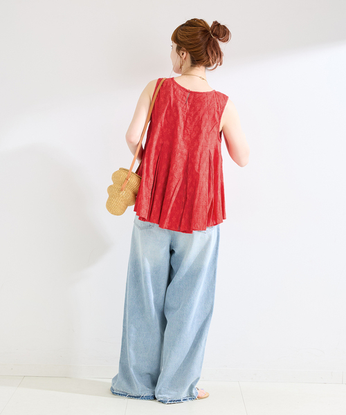 B.C STOCK（ベーセーストック）の「ウォッシャブル / フラワーギャザーノースリーブブラウス（シャツ/ブラウス・レディース・ホワイト/ブラウン/レッド・FREE）」の18枚目の写真