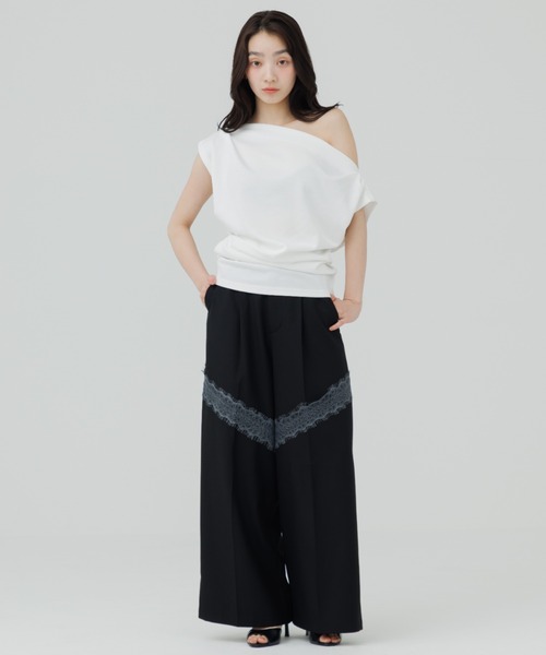 SENEE(セニー)の「3way drape t-shirt(3ウェイドレープティーシャツ)(Tシャツ/カットソー・レディース・ホワイト/グレー/ブラック・FREE)」の13枚目の写真