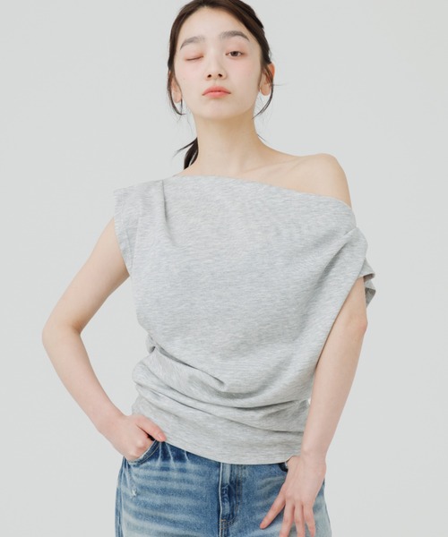 SENEE(セニー)の「3way drape t-shirt(3ウェイドレープティーシャツ)(Tシャツ/カットソー・レディース・ホワイト/グレー/ブラック・FREE)」の18枚目の写真