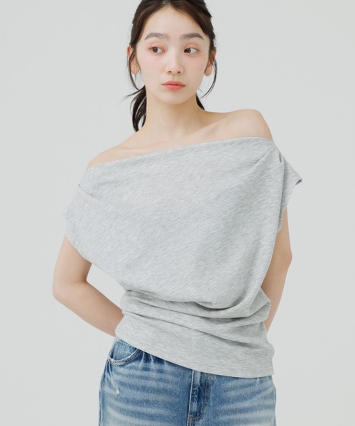 SENEE(セニー)の「3way drape t-shirt(3ウェイドレープティーシャツ)(Tシャツ/カットソー・レディース・ホワイト/グレー/ブラック・FREE)」の17枚目の写真