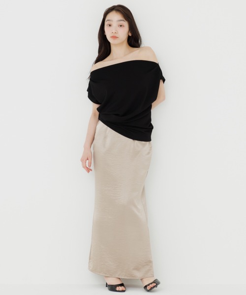 SENEE(セニー)の「3way drape t-shirt(3ウェイドレープティーシャツ)(Tシャツ/カットソー・レディース・ホワイト/グレー/ブラック・FREE)」の8枚目の写真