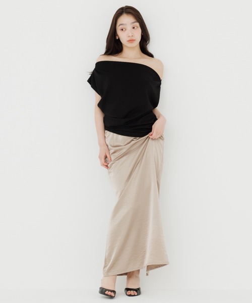 SENEE(セニー)の「3way drape t-shirt(3ウェイドレープティーシャツ)(Tシャツ/カットソー・レディース・ホワイト/グレー/ブラック・FREE)」の9枚目の写真