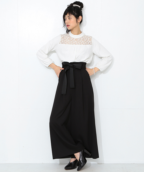 CAROLINA GLASER（カロリナ グレイサー）の「CAROLINA GLASER / ハイウエスト リボンパンツ（その他パンツ・レディース・ブラック/ピンクベージュ・ONE SIZE）」の14枚目の写真