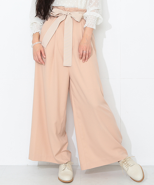 CAROLINA GLASER（カロリナ グレイサー）の「CAROLINA GLASER / ハイウエスト リボンパンツ（その他パンツ・レディース・ブラック/ピンクベージュ・ONE SIZE）」の15枚目の写真