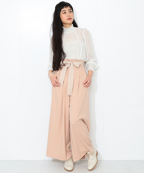 CAROLINA GLASER（カロリナ グレイサー）の「CAROLINA GLASER / ハイウエスト リボンパンツ（その他パンツ・レディース・ブラック/ピンクベージュ・ONE SIZE）」の16枚目の写真