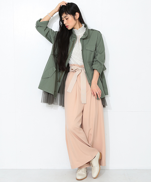 CAROLINA GLASER（カロリナ グレイサー）の「CAROLINA GLASER / ハイウエスト リボンパンツ（その他パンツ・レディース・ブラック/ピンクベージュ・ONE SIZE）」の10枚目の写真