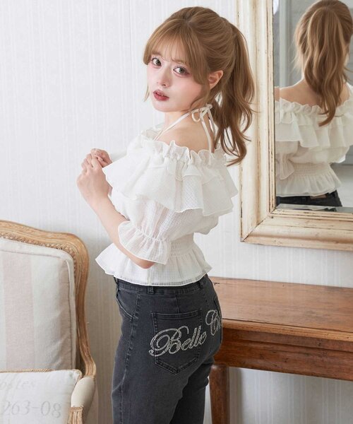 OLIVE des OLIVE（オリーブデオリーブ）の「【Belle Charme】Rose Corsage Frill Blouse（シャツ/ブラウス・レディース・ブラック/ピンク/イエロー/オフホワイト・FREE）」の6枚目の写真