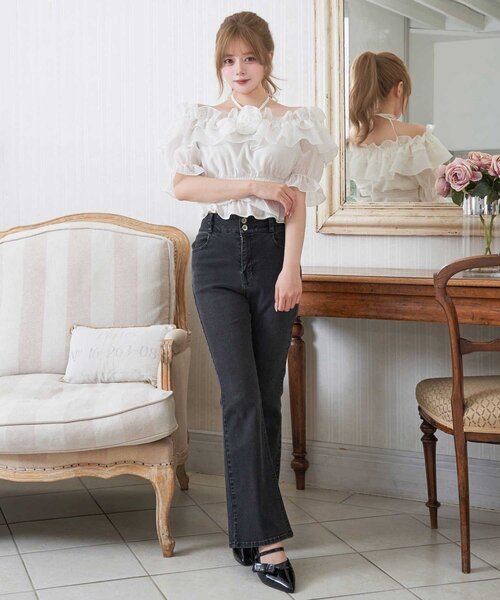 OLIVE des OLIVE（オリーブデオリーブ）の「【Belle Charme】Rose Corsage Frill Blouse（シャツ/ブラウス・レディース・ブラック/ピンク/イエロー/オフホワイト・FREE）」の8枚目の写真