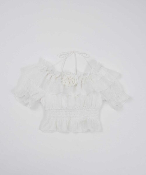OLIVE des OLIVE（オリーブデオリーブ）の「【Belle Charme】Rose Corsage Frill Blouse（シャツ/ブラウス・レディース・ブラック/ピンク/イエロー/オフホワイト・FREE）」の9枚目の写真