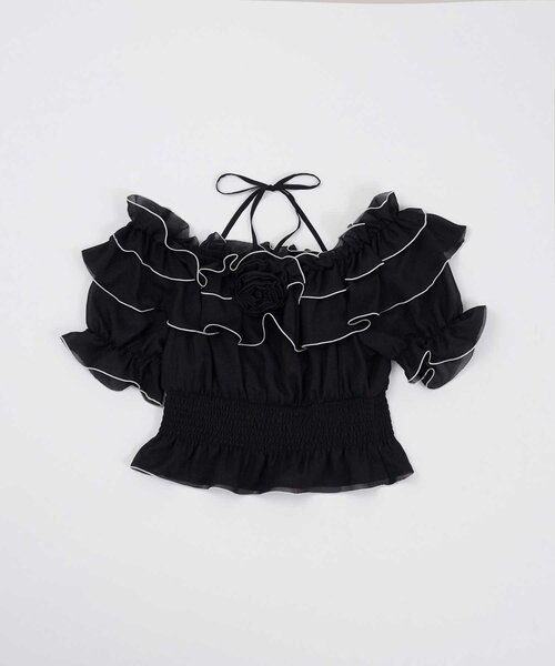 OLIVE des OLIVE（オリーブデオリーブ）の「【Belle Charme】Rose Corsage Frill Blouse（シャツ/ブラウス・レディース・ブラック/ピンク/イエロー/オフホワイト・FREE）」の12枚目の写真