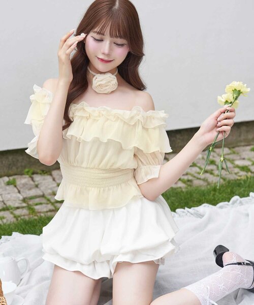OLIVE des OLIVE（オリーブデオリーブ）の「【Belle Charme】Rose Corsage Frill Blouse（シャツ/ブラウス・レディース・ブラック/ピンク/イエロー/オフホワイト・FREE）」の14枚目の写真