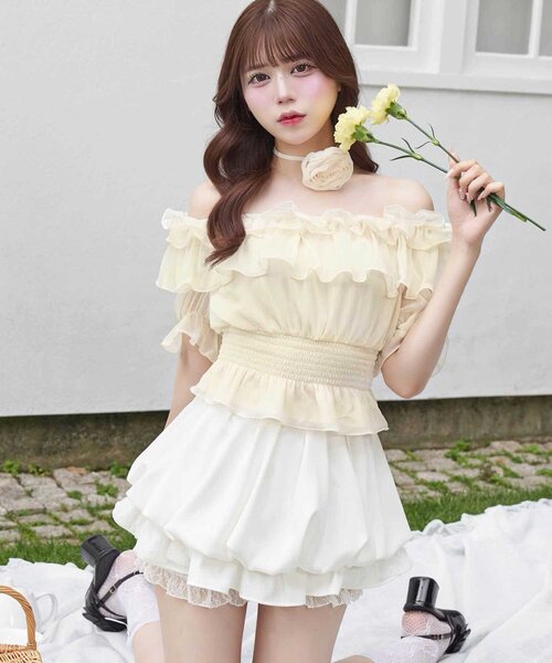 OLIVE des OLIVE（オリーブデオリーブ）の「【Belle Charme】Rose Corsage Frill Blouse（シャツ/ブラウス・レディース・ブラック/ピンク/イエロー/オフホワイト・FREE）」の15枚目の写真