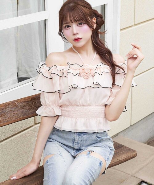 OLIVE des OLIVE（オリーブデオリーブ）の「【Belle Charme】Rose Corsage Frill Blouse（シャツ/ブラウス・レディース・ブラック/ピンク/イエロー/オフホワイト・FREE）」の17枚目の写真