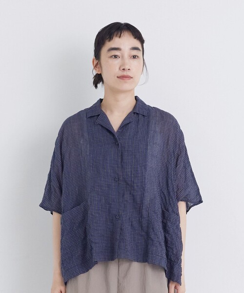 conges payes ADIEU TRISTESSE(コンジェ ペイエ アデュートリステス)の「【FAVE】シャーリングオープンカラーシャツジャケット(シャツ/ブラウス・レディース・ストライプ/パープル系その他/ブラウン系その他・38)」の15枚目の写真