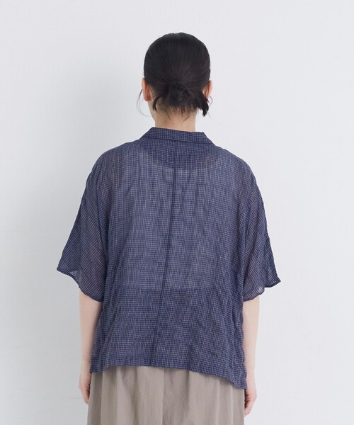 conges payes ADIEU TRISTESSE(コンジェ ペイエ アデュートリステス)の「【FAVE】シャーリングオープンカラーシャツジャケット(シャツ/ブラウス・レディース・ストライプ/パープル系その他/ブラウン系その他・38)」の17枚目の写真