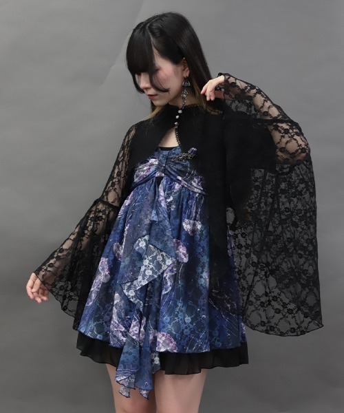 NIBBLE POISON(ニブルポイズン)の「総レースフレア袖ボレロ(ベスト・レディース・キナリ/ブラック・MEDIUM)」の2枚目の写真