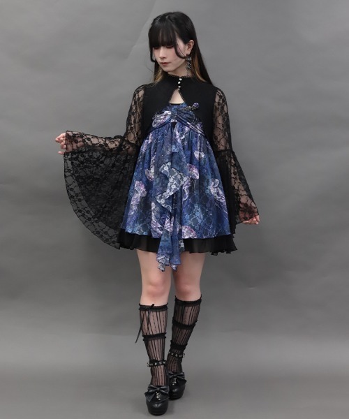NIBBLE POISON(ニブルポイズン)の「総レースフレア袖ボレロ(ベスト・レディース・キナリ/ブラック・MEDIUM)」の9枚目の写真