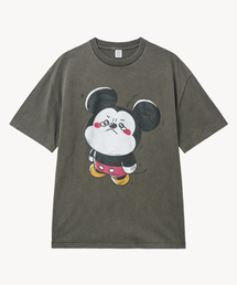 フェイドウォッシングクライング_ミッキー_ Tシャツ (チャコール)