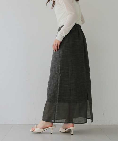 cheriella(シェリエラ)の「【cheriella】スラブシアーナロースカート SLUB SHEER NARROW SKIRT(スカート・レディース・アイボリー/チャコールグレー・FREE)」の14枚目の写真