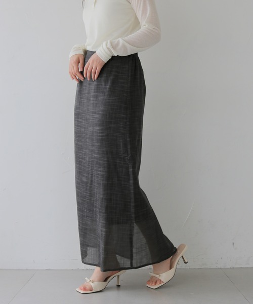 cheriella(シェリエラ)の「【cheriella】スラブシアーナロースカート SLUB SHEER NARROW SKIRT(スカート・レディース・アイボリー/チャコールグレー・FREE)」の15枚目の写真