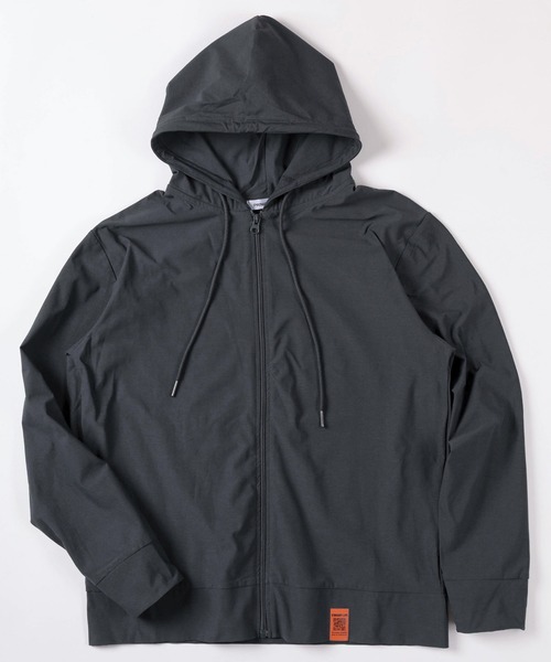 make a ray!(メイク ア レイ!)の「【83】COOL&DRY ストレッチ マルチファンクション ジップパーカー/速乾/接触冷感/UVカット/ユニセックス/レディース/メンズ【セットアップ可能】(パーカー・メンズ・チャコールグレー/ネイビー/オリーブ/ブラック・L/XL/M)」の2枚目の写真