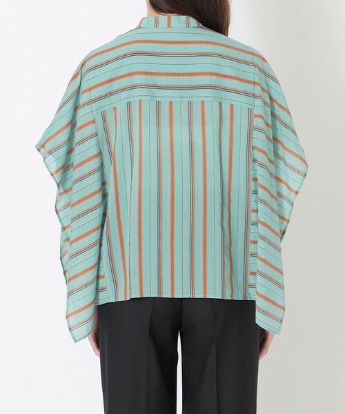 S.ESSENTIALS(エスエッセンシャルズ)の「ランダムストライプバンドカラーブラウス(シャツ/ブラウス・レディース・オフホワイト/グリーン系その他/ブルー・38)」の9枚目の写真