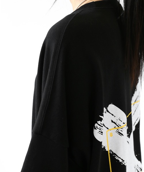 minsobi(ミンソビ)の「【バックブラシアート】 Xグラフィック スクエアフレーム スーパービッグTシャツ(ユニセックス)(Tシャツ/カットソー・メンズ・ブラック/ホワイト・FREE)」の19枚目の写真