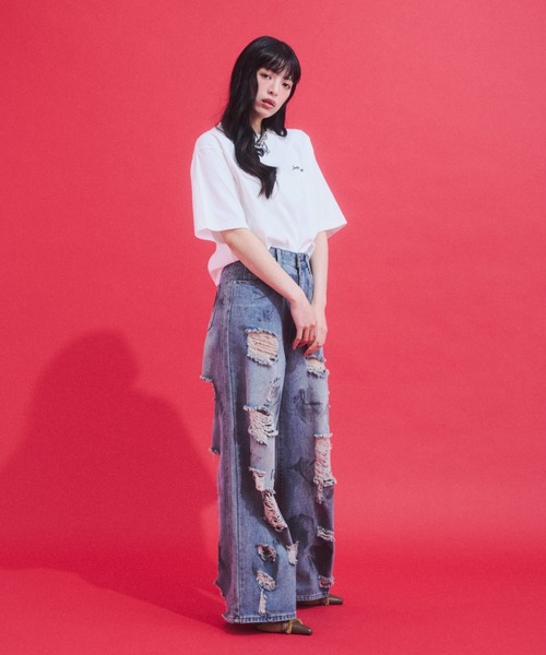 GAB GAB(ガブガブ)の「Distressed Baggy Denim/ダメージバギーデニム(デニムパンツ・レディース・ブルー・MEDIUM/SMALL)」の6枚目の写真