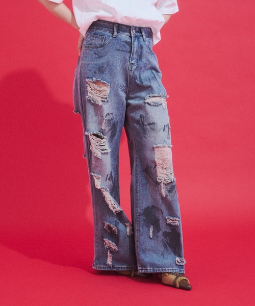 GAB GAB(ガブガブ)の「Distressed Baggy Denim/ダメージバギーデニム(デニムパンツ・レディース・ブルー・MEDIUM/SMALL)」の12枚目の写真