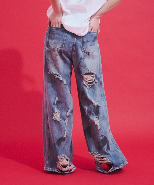 GAB GAB(ガブガブ)の「Distressed Baggy Denim/ダメージバギーデニム(デニムパンツ・レディース・ブルー・MEDIUM/SMALL)」の13枚目の写真