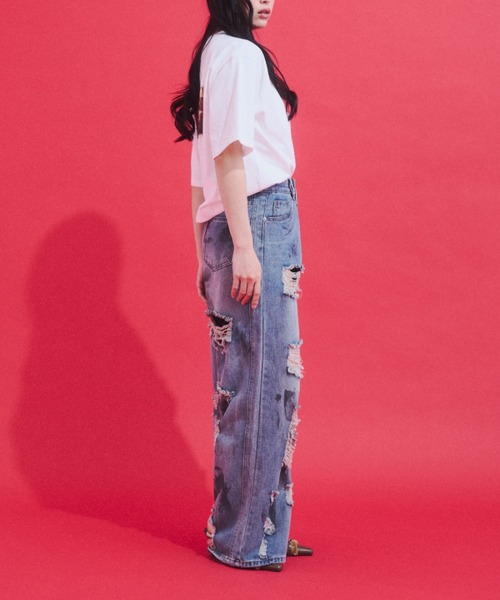 GAB GAB(ガブガブ)の「Distressed Baggy Denim/ダメージバギーデニム(デニムパンツ・レディース・ブルー・MEDIUM/SMALL)」の5枚目の写真