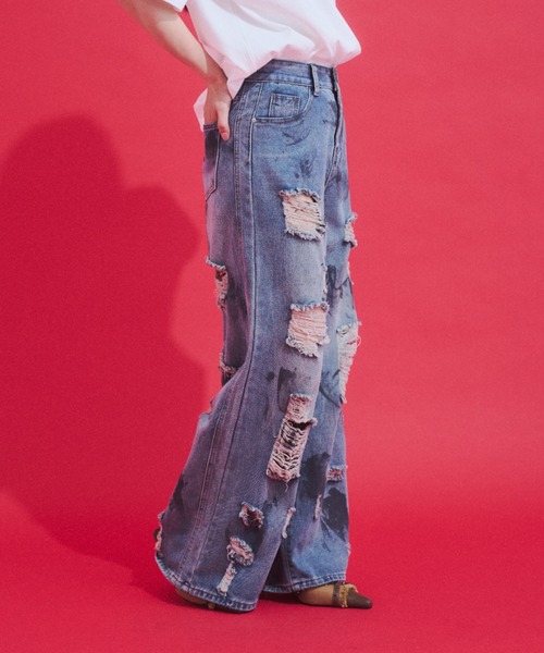 GAB GAB(ガブガブ)の「Distressed Baggy Denim/ダメージバギーデニム(デニムパンツ・レディース・ブルー・MEDIUM/SMALL)」の11枚目の写真